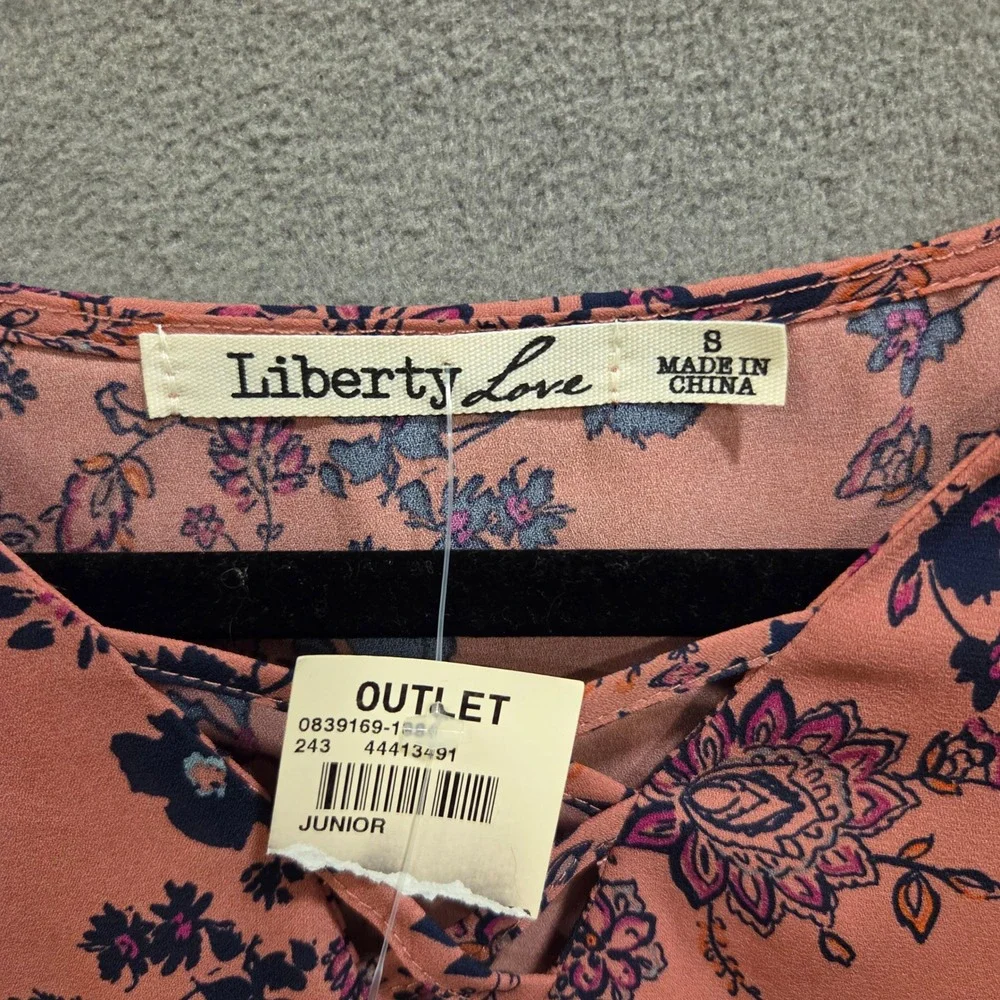 Liberty Love Floral Blouse Women's Size Small Boho Bell‎ Sleeve Ruffle Cottage